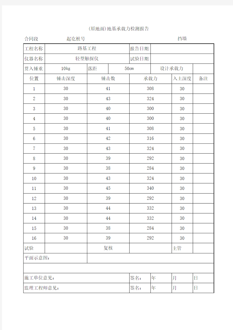 挡墙地基承载力检测报告