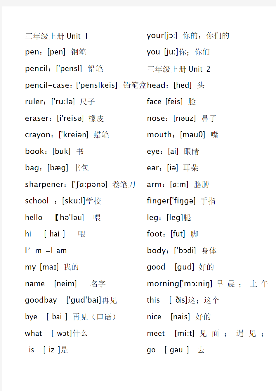 人教版PEP小学英语单词表(带音标)[1]