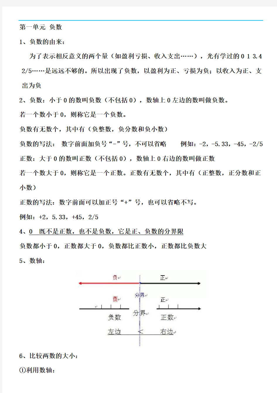 人教版六年级数学下册知识点归纳总结