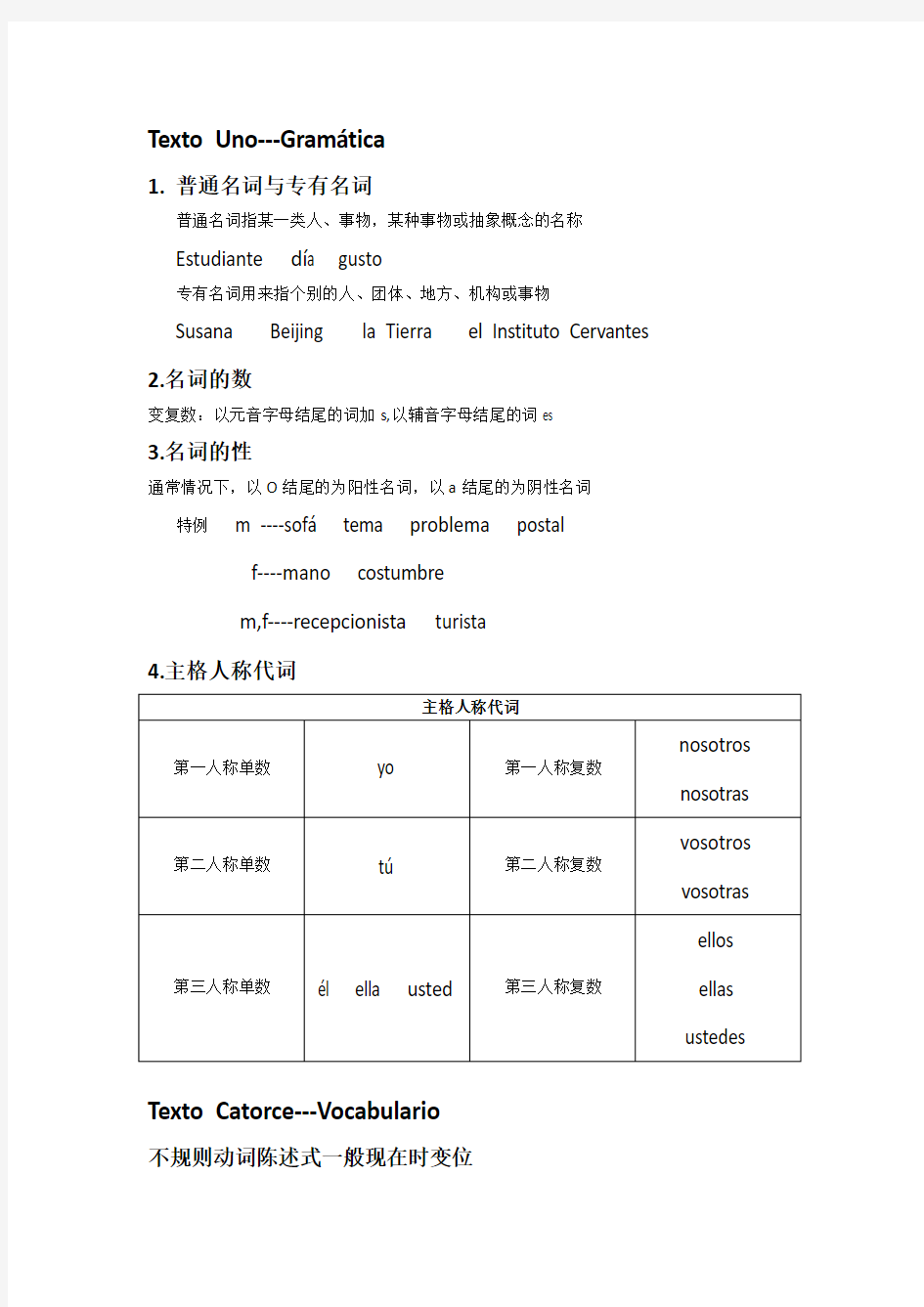 新版现代西班牙语语法点总结【乱序】