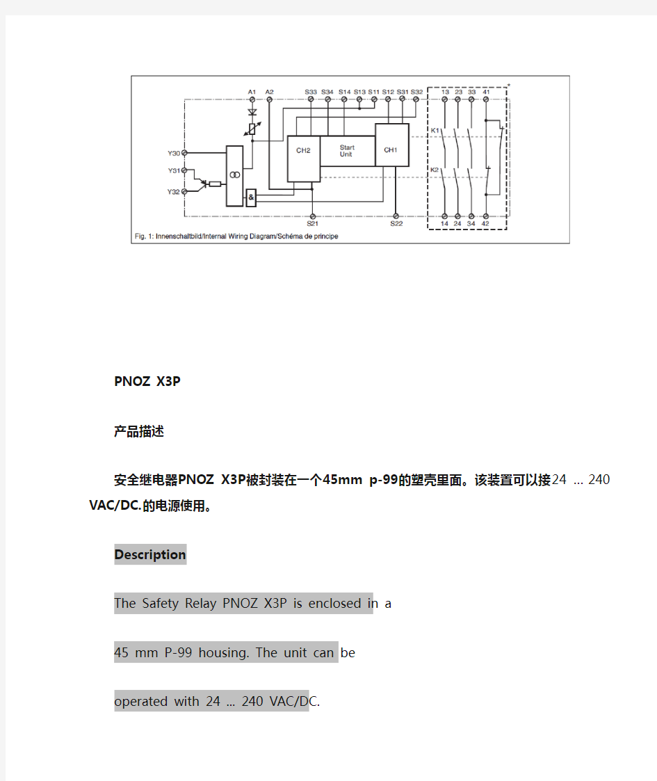 pilz安全继电器PNOZ端子及接线功能描述(中英对照版)