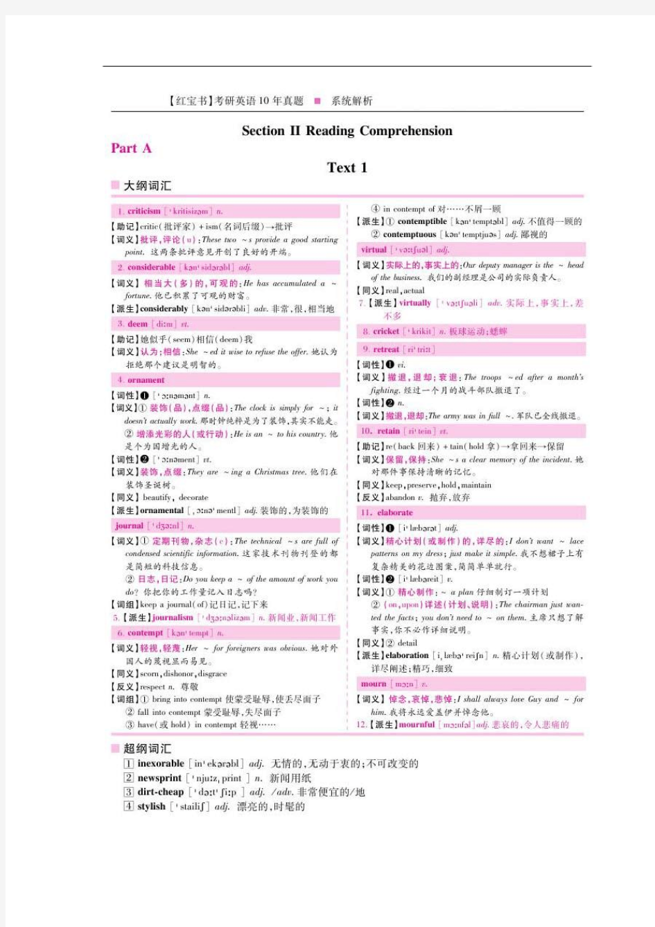 【红宝书】考研英语十年真题-词汇解析(2010年)