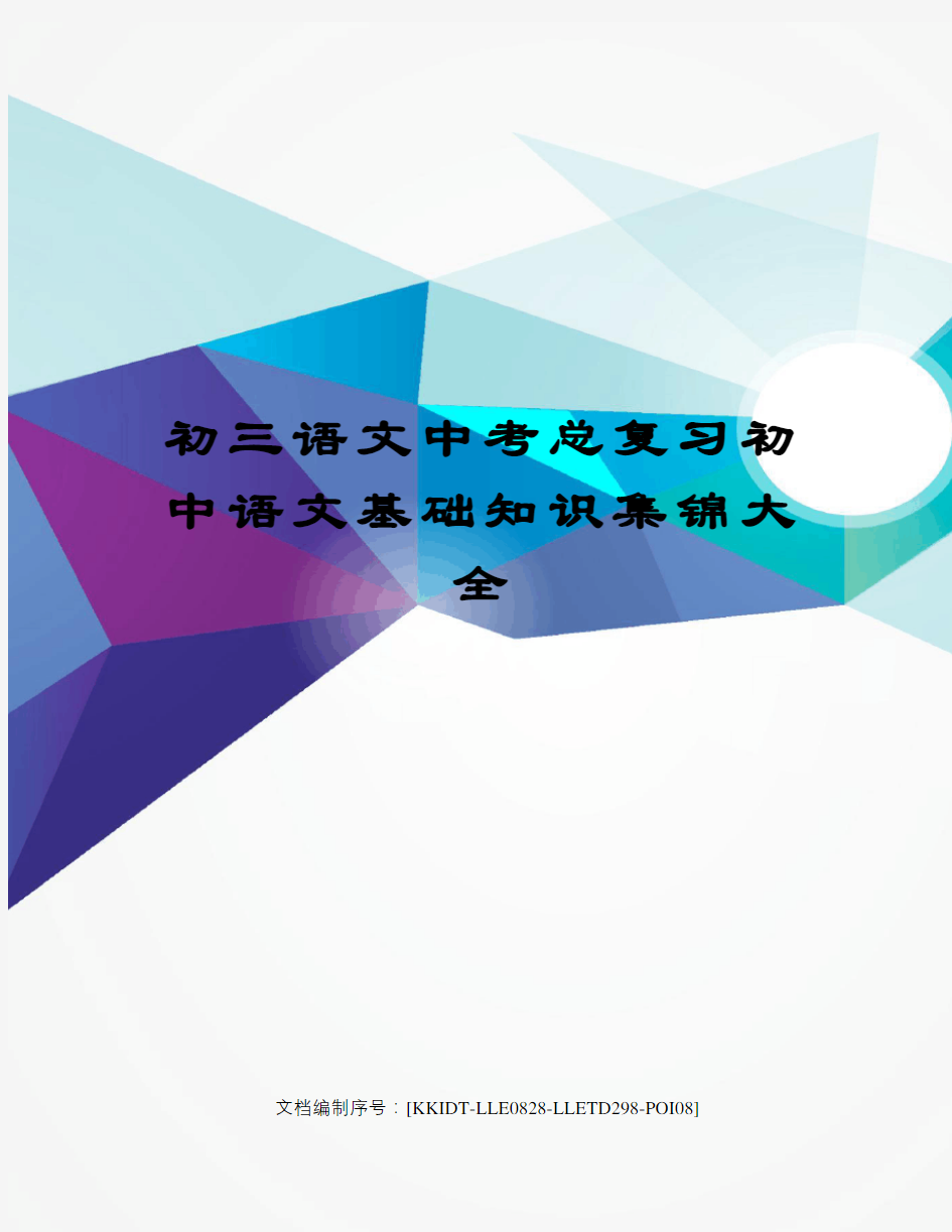 初三语文中考总复习初中语文基础知识集锦大全