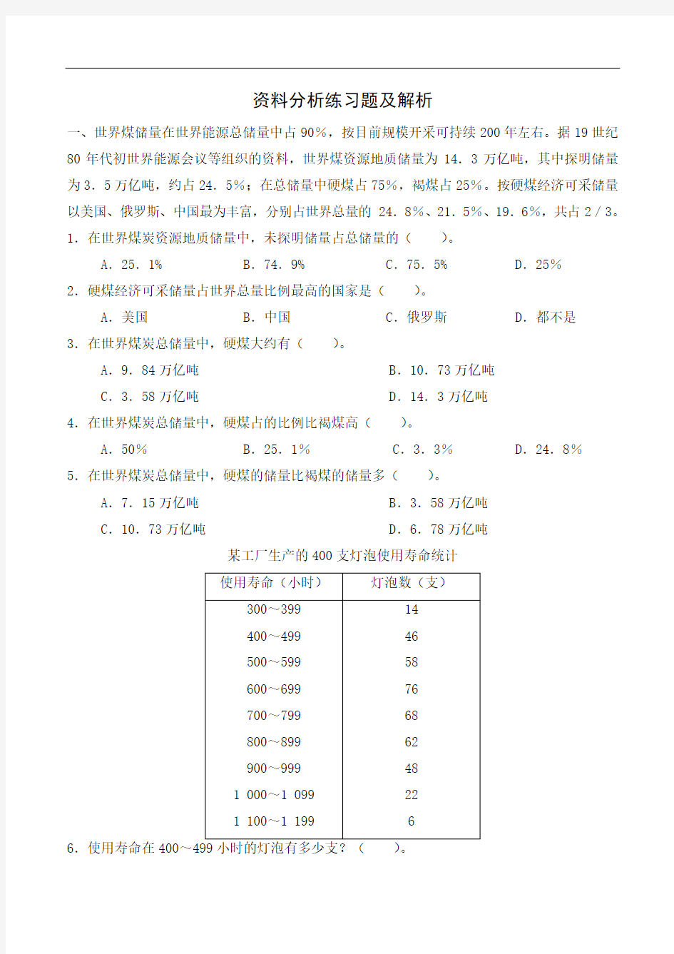 资料分析练习题及解析