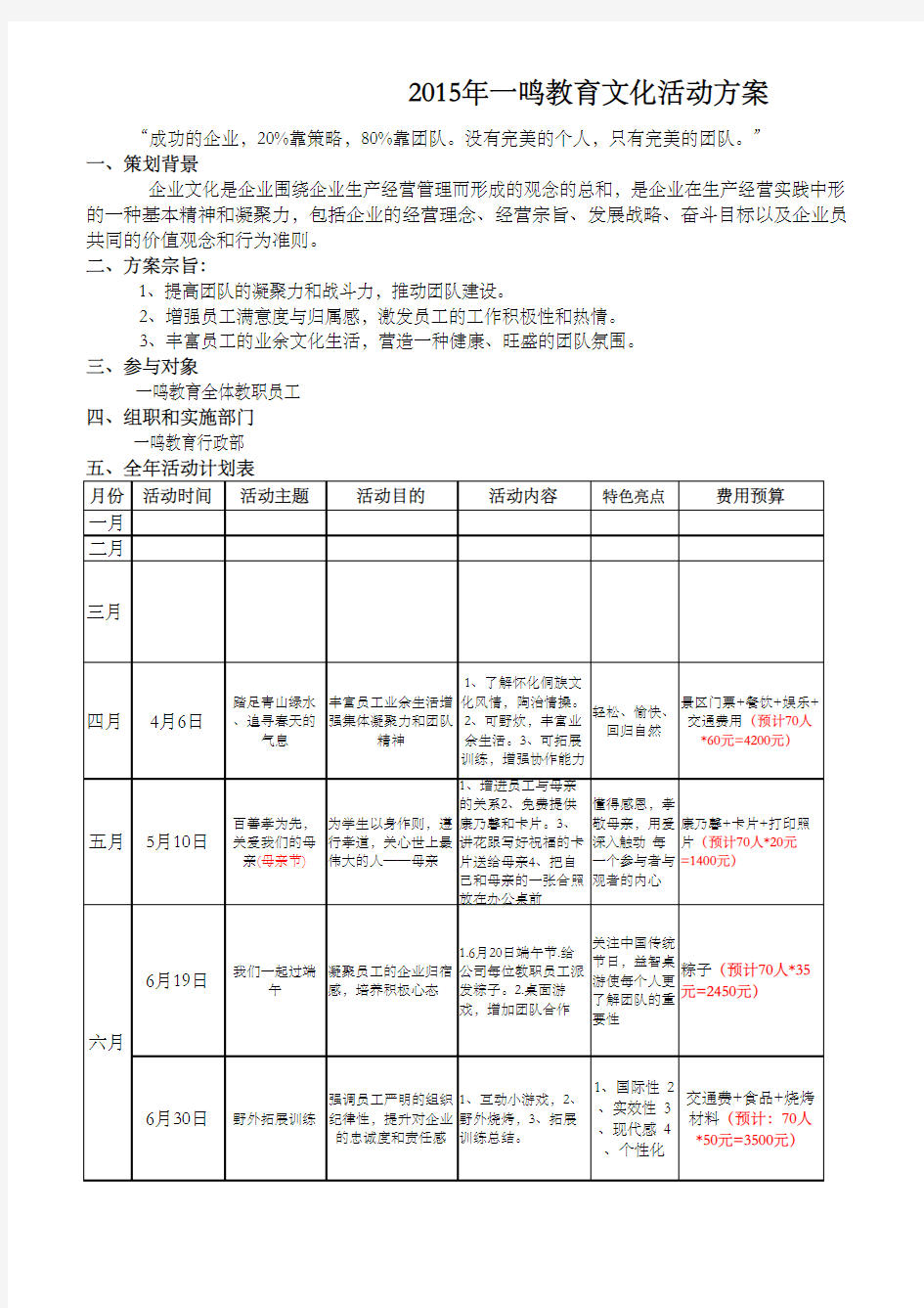 公司全年活动方案