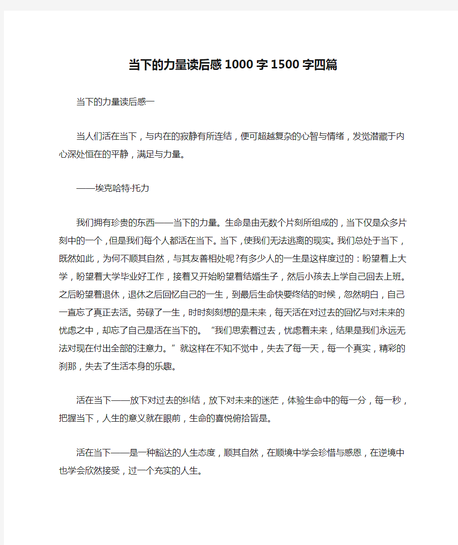 当下的力量读后感1000字1500字四篇