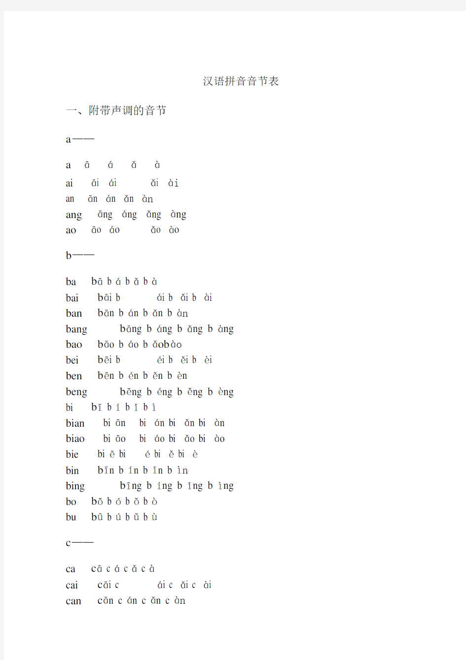 汉语拼音音节表(带声调音节).doc
