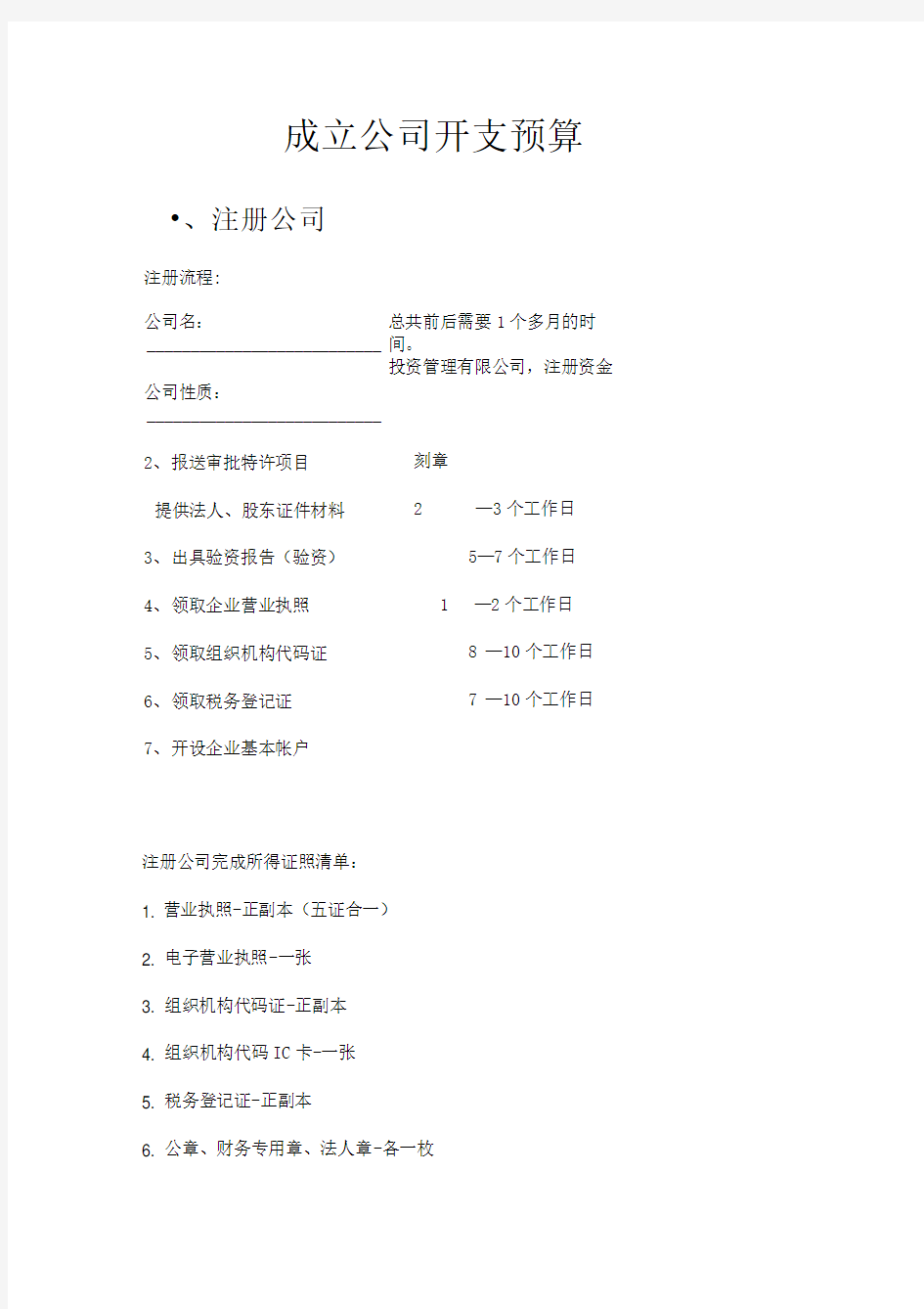 公司开支预算(DOC)