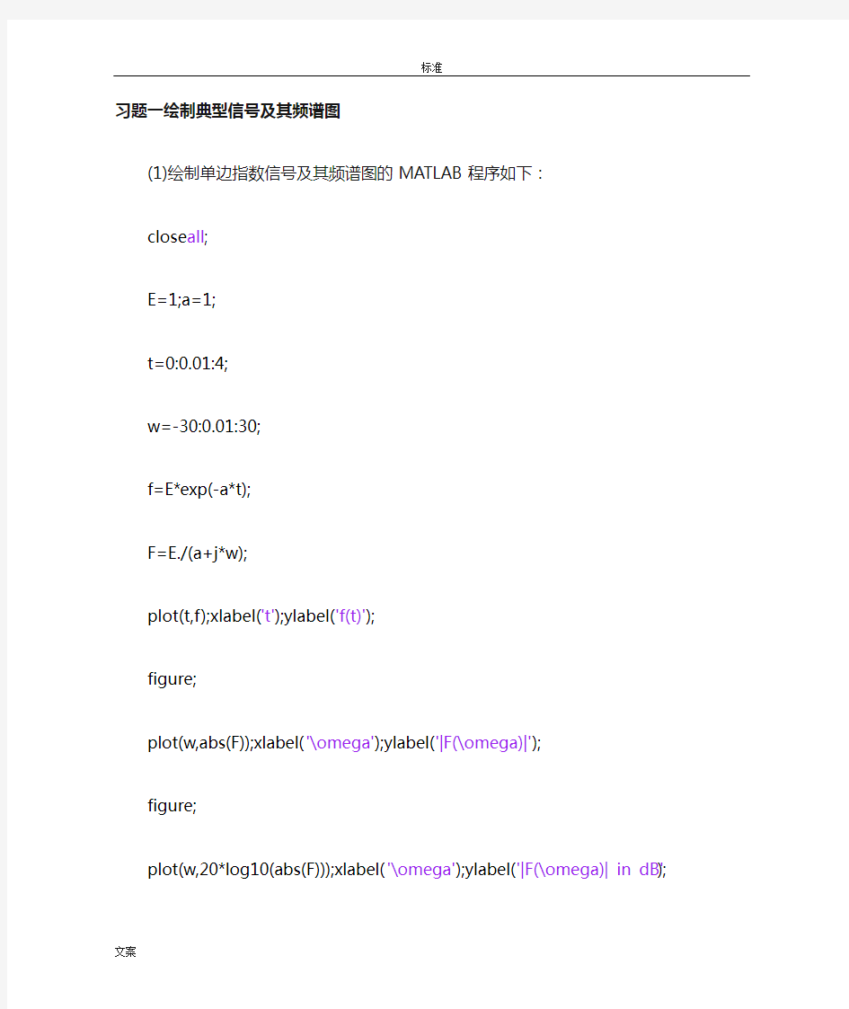习题一 绘制典型信号及其频谱图