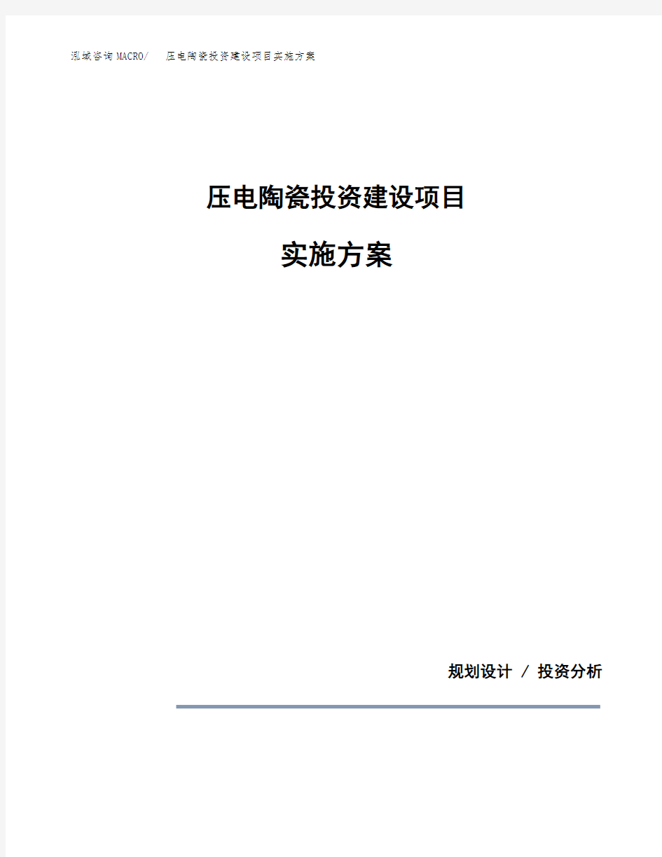 压电陶瓷投资建设项目实施方案(参考模板)