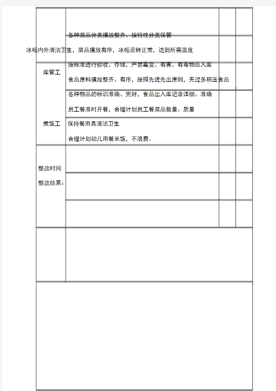 幼儿园食堂食品安全检查记录表-(6135)