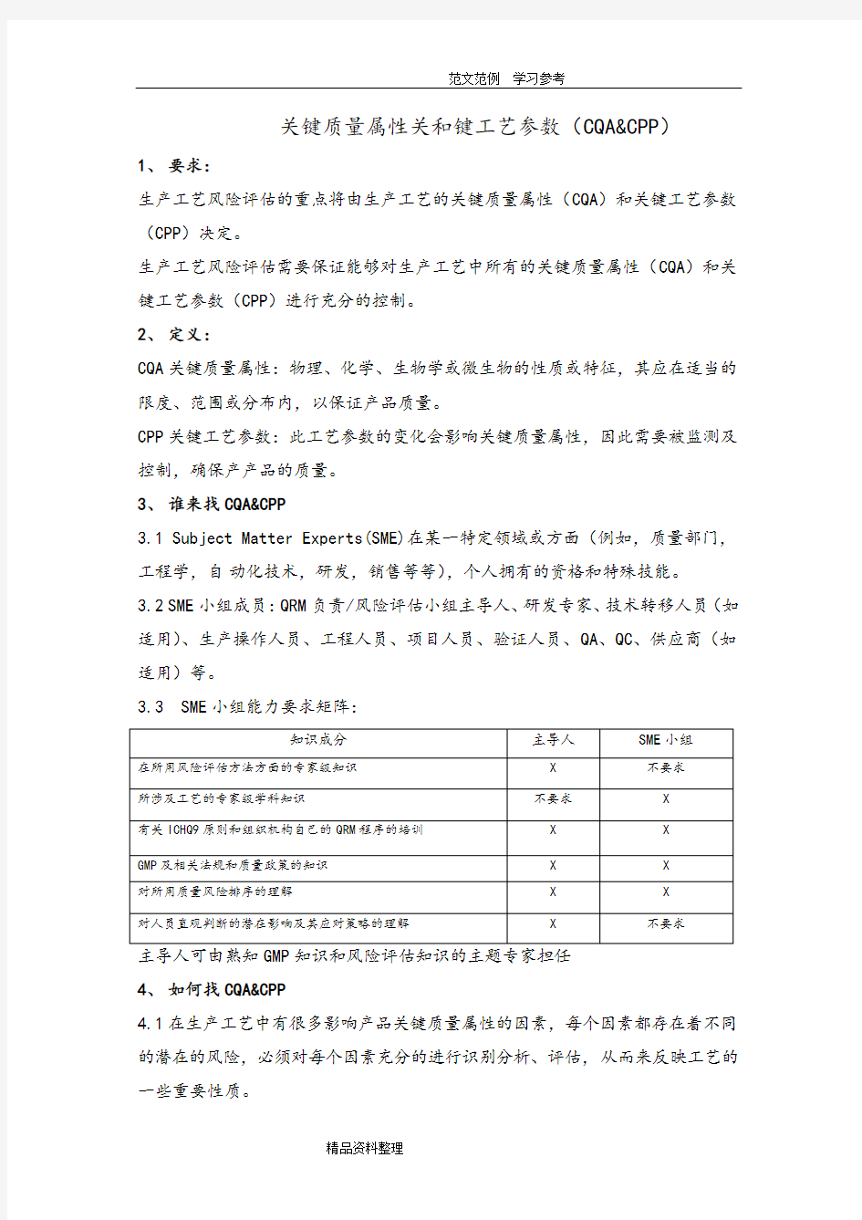 关键质量属性和关键工艺设计参数