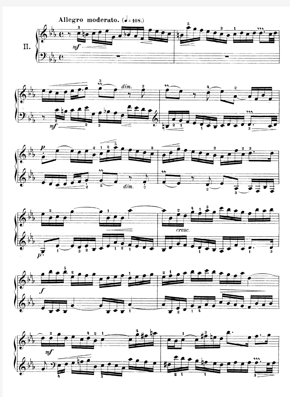 巴赫 二声部创意曲 BWV 772-786 第2首 带指法标记