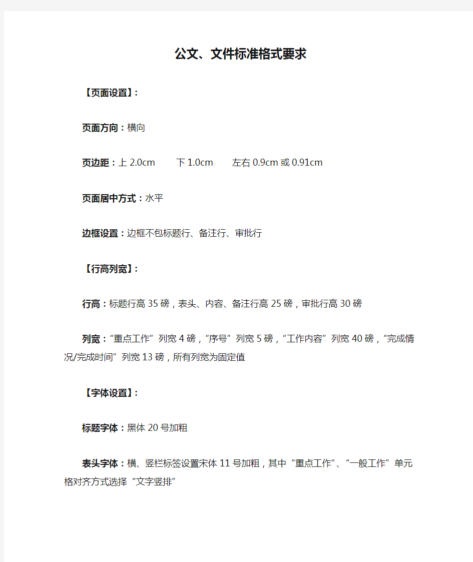 公文、文件标准格式要求