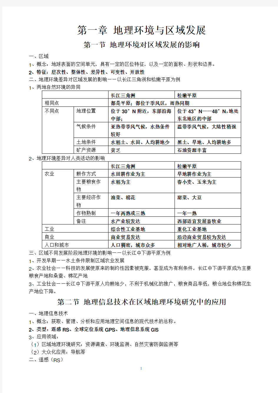 高中地理必修三知识点汇总[1]