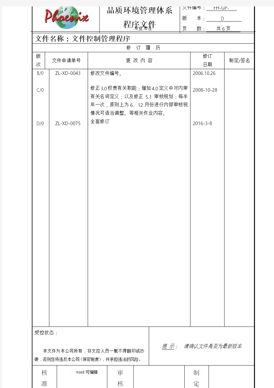 最新版ISO9001_2015体系文件控制程序文件