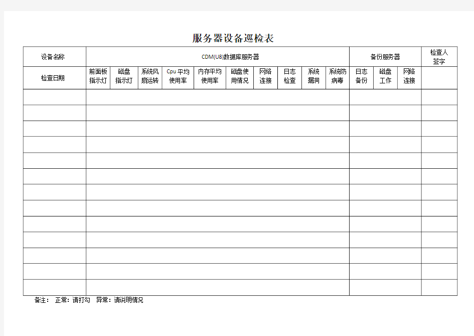 服务器设备巡检表