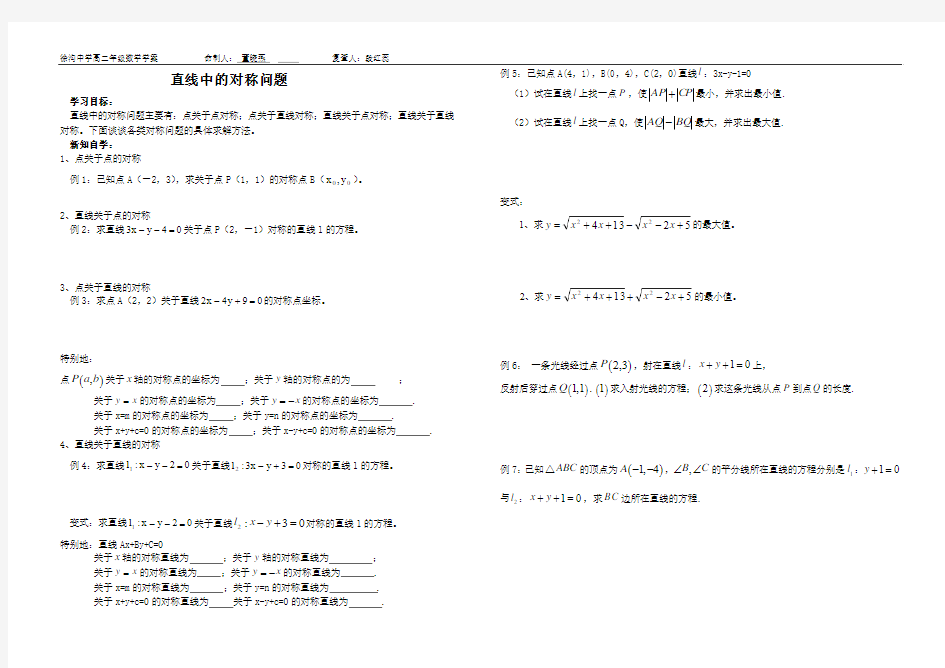 直线中的对称问题