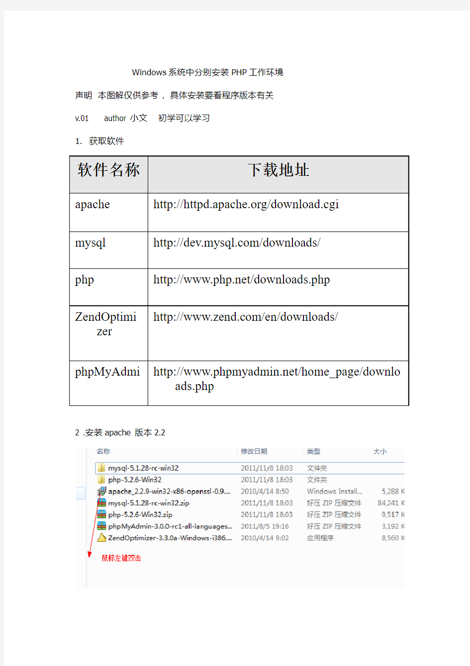 Windows系统中分别安装PHP工作环境-图解