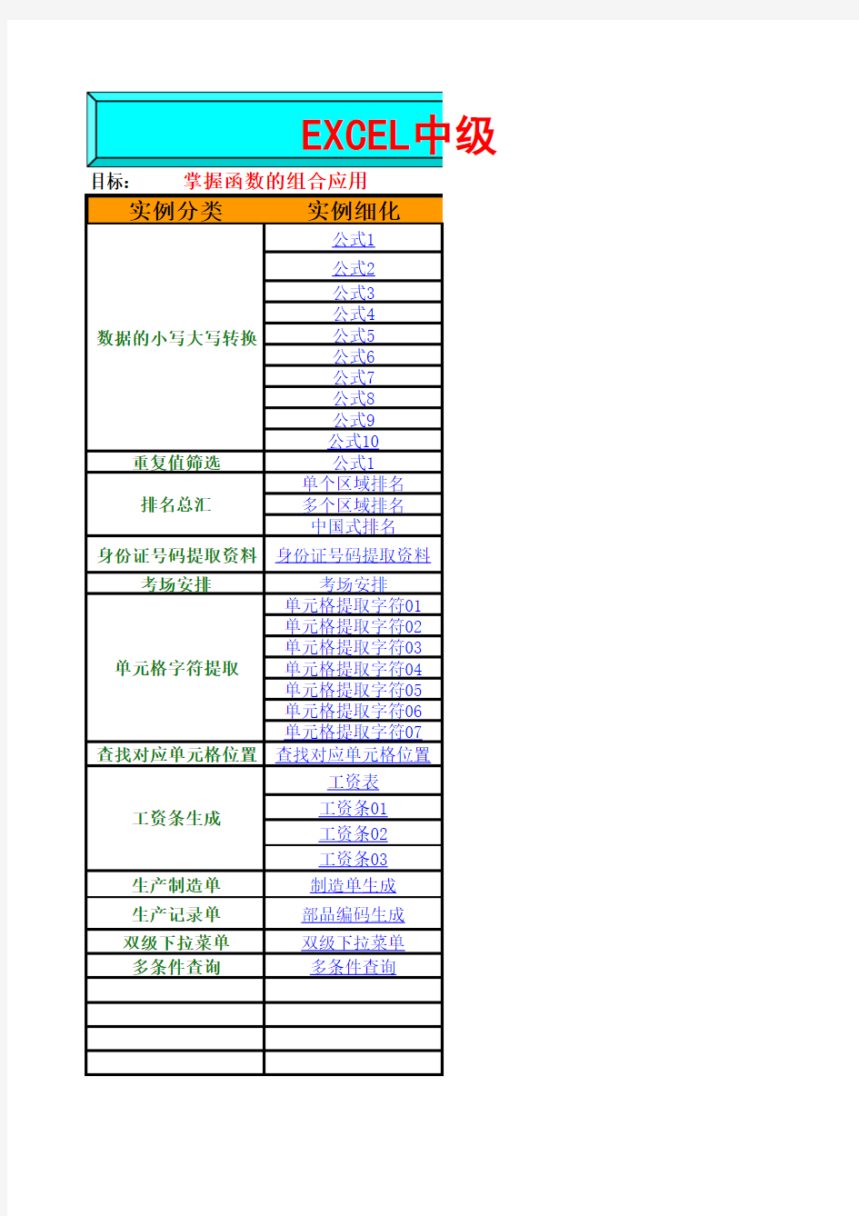 Excel函数公式的组合应用实例精选