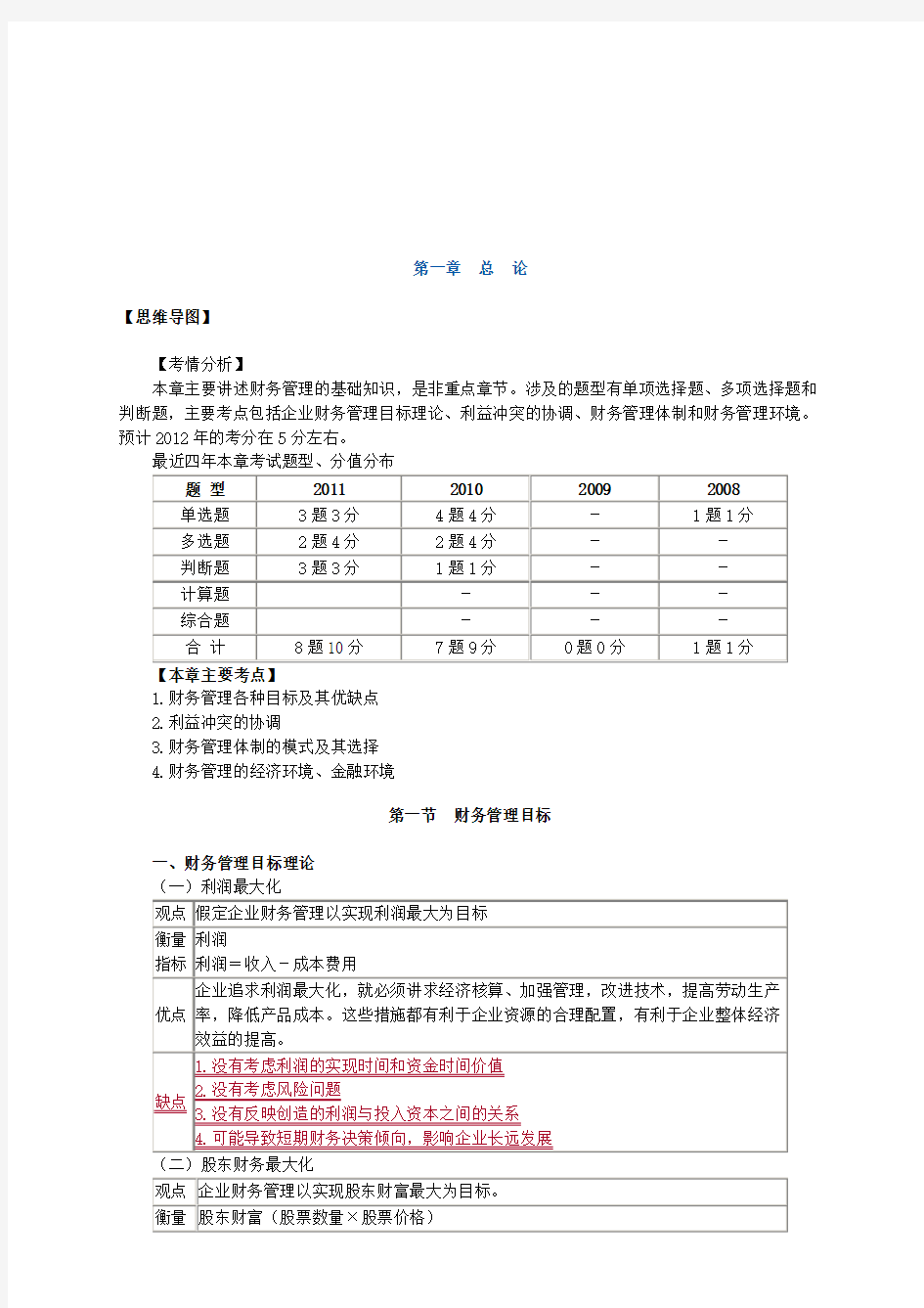 财务管理目标、环节与环境