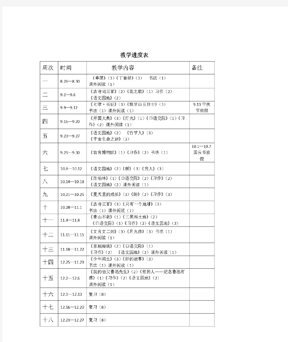 部编版小学语文六年级上册教案设计(全册)