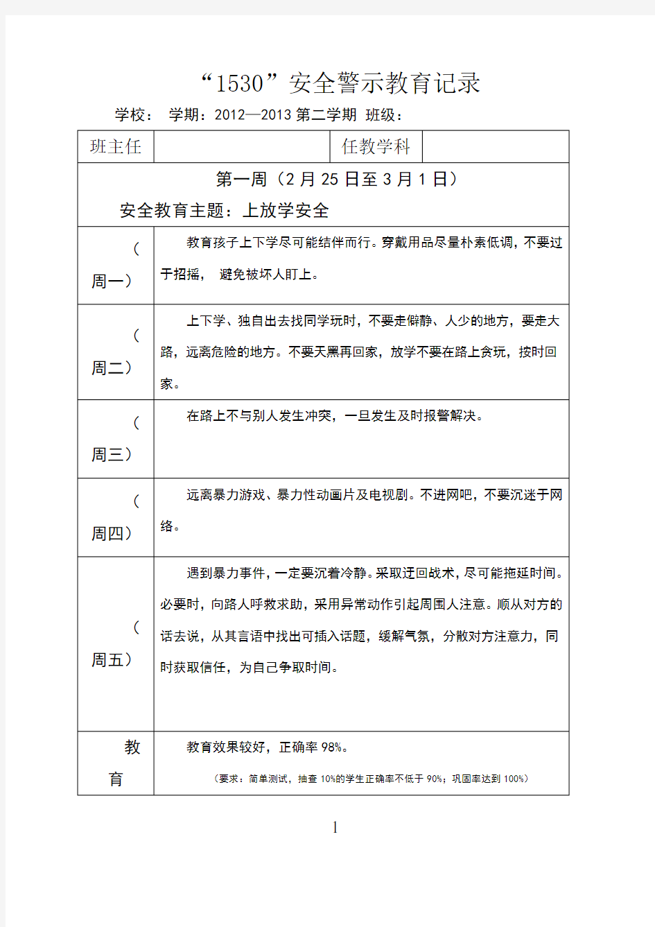 1530安全警示教育记录