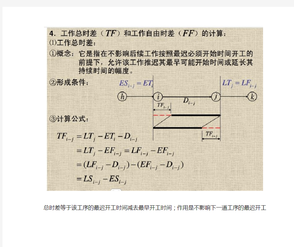 关于双代号网络图的总时差和自由时差的知识点