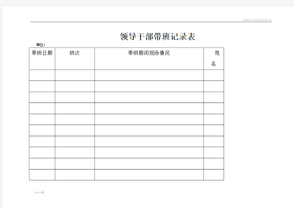 领导干部现场带班记录表