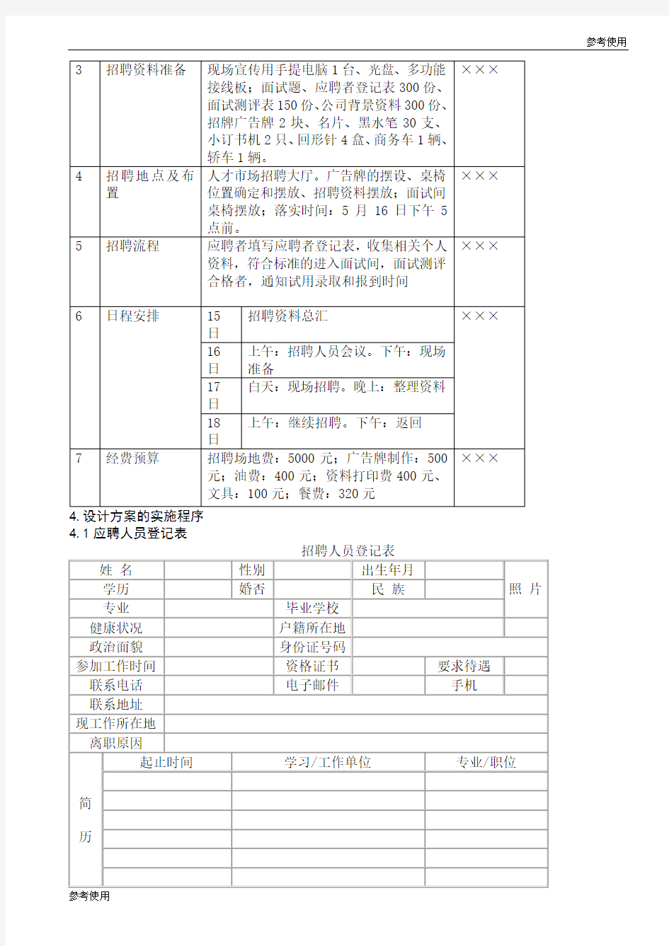 公司员工招聘方案设计