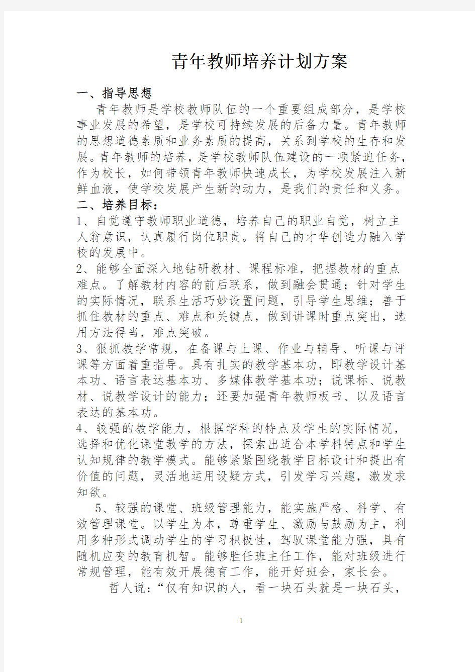 青年教师培养计划及方案