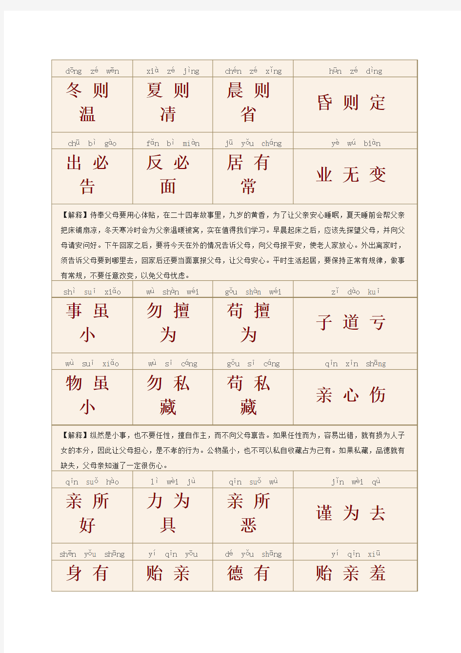 弟子规拼音版全文及翻译(最新教案教学设计)