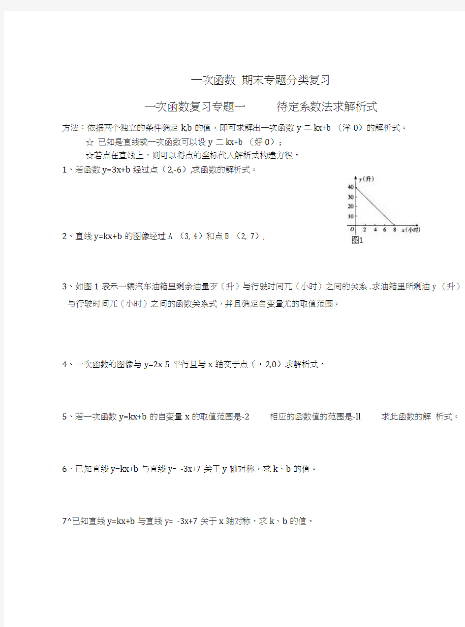 八年级数学一次函数期末专题分类复习.doc