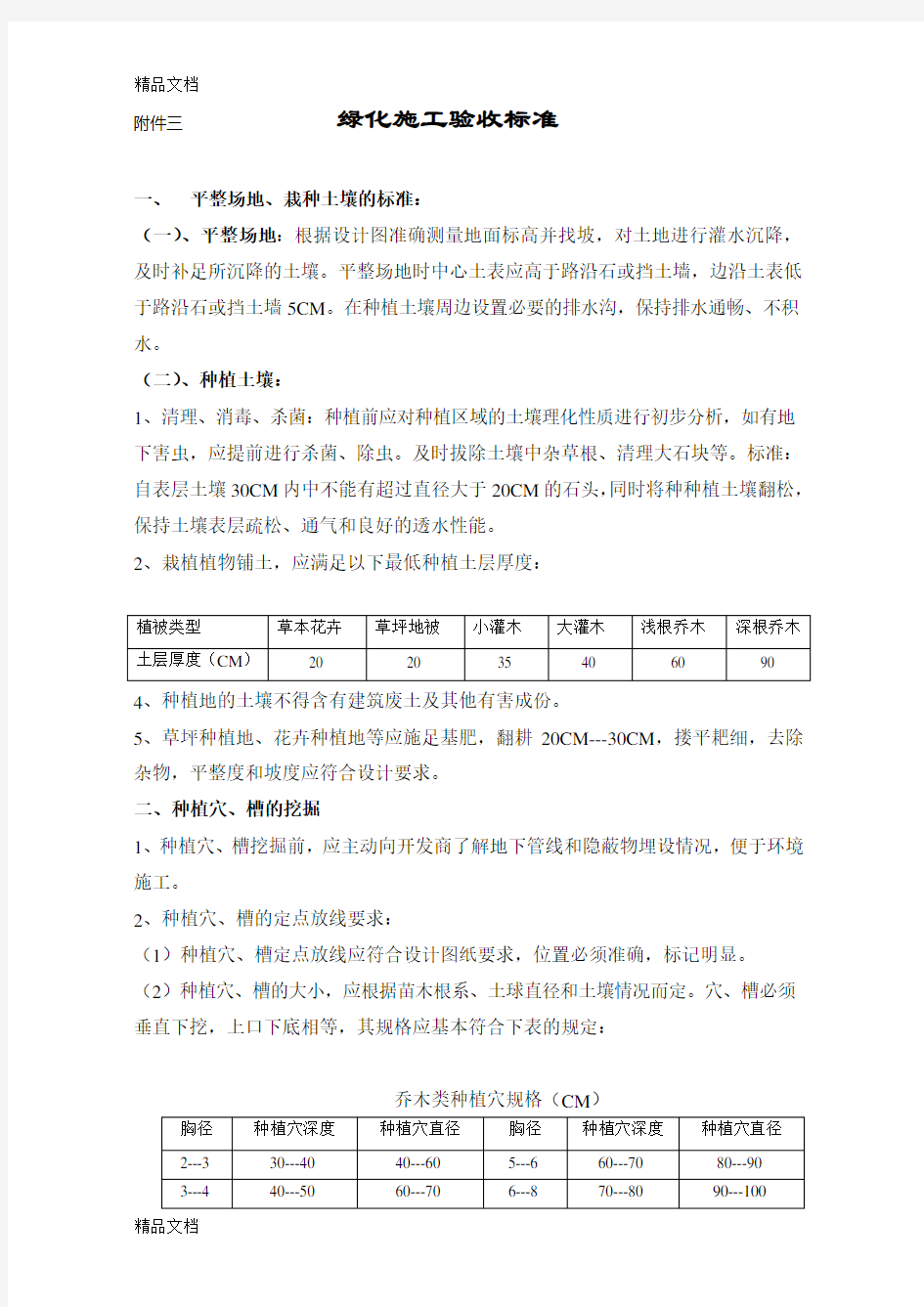 最新绿化施工验收标准