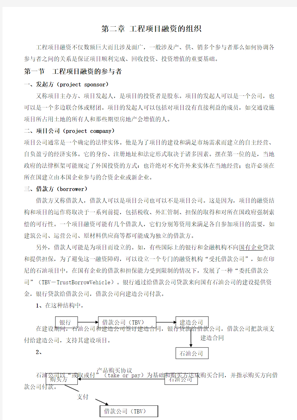 工程项目投资与融资