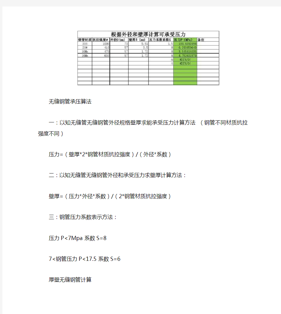 管道承压能力和最小壁厚对照计算器讲解