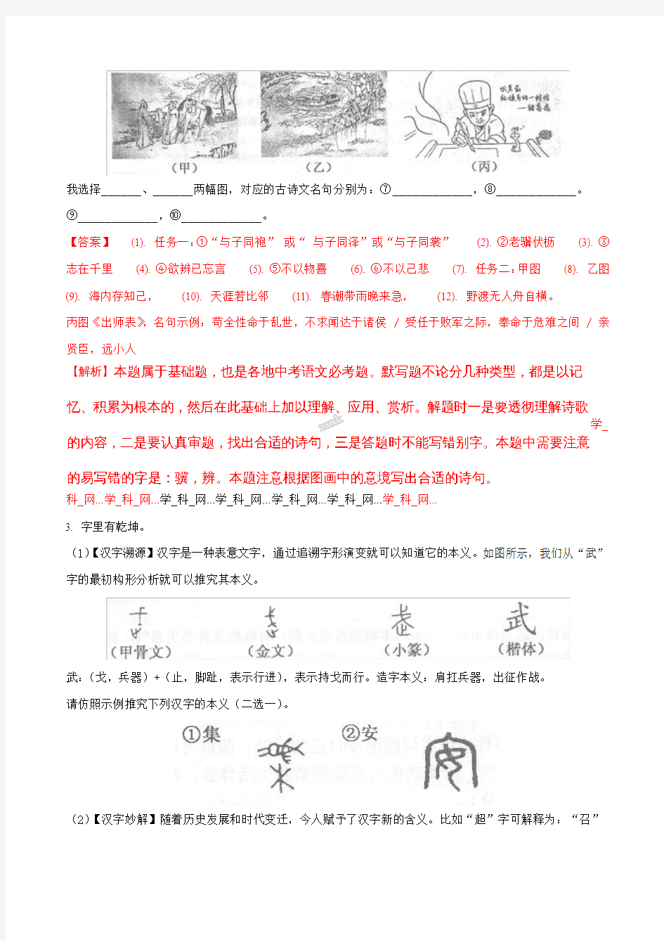 浙江省嘉兴市18届九年级下学期初中毕业生学业考试适应性测试语文试题解析版