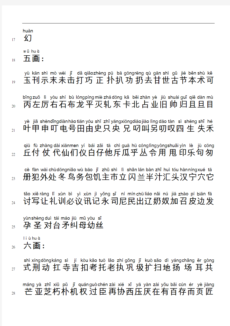 3500个常用汉字表拼音版