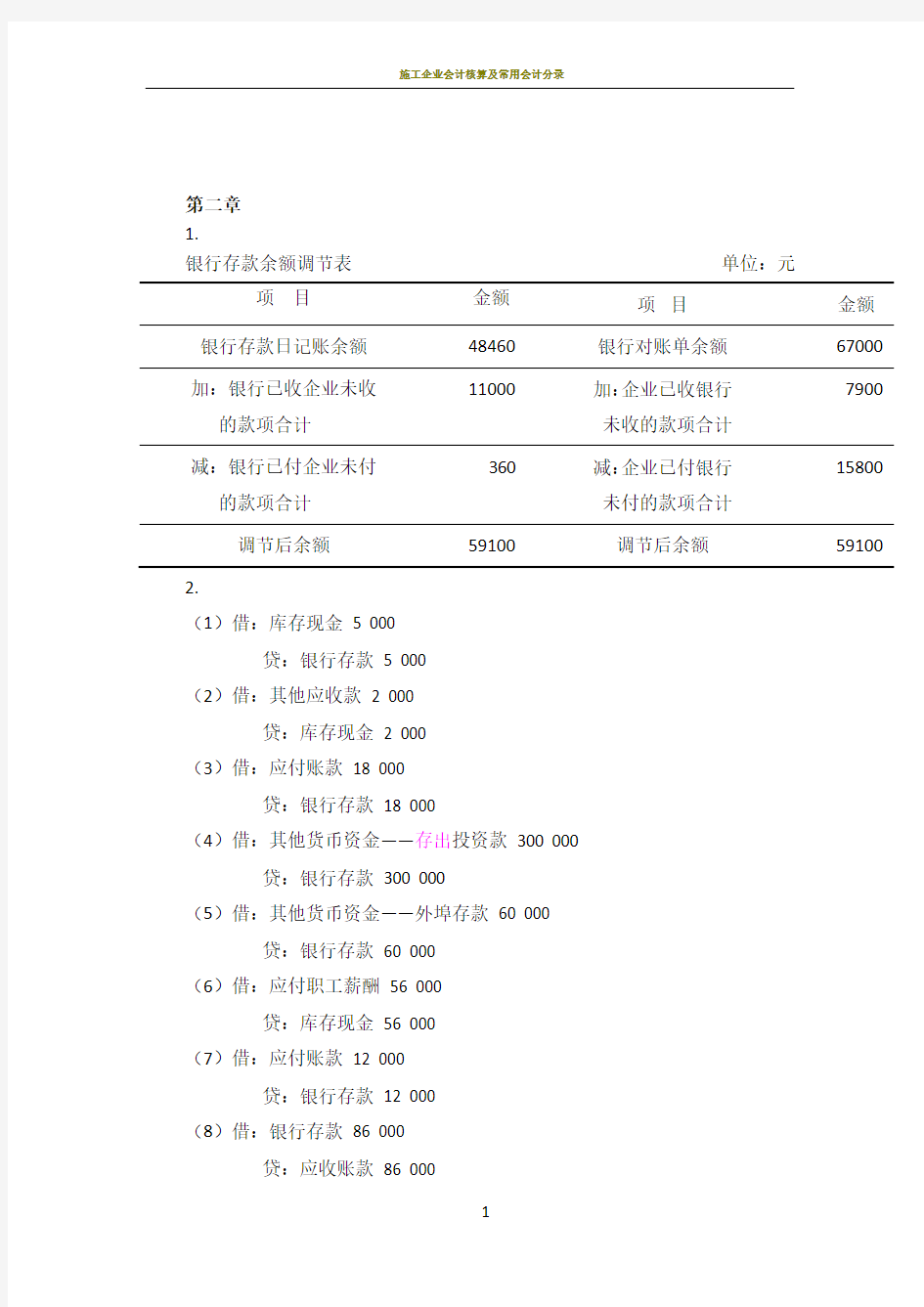 施工企业会计第三版王玉红课后习题答案