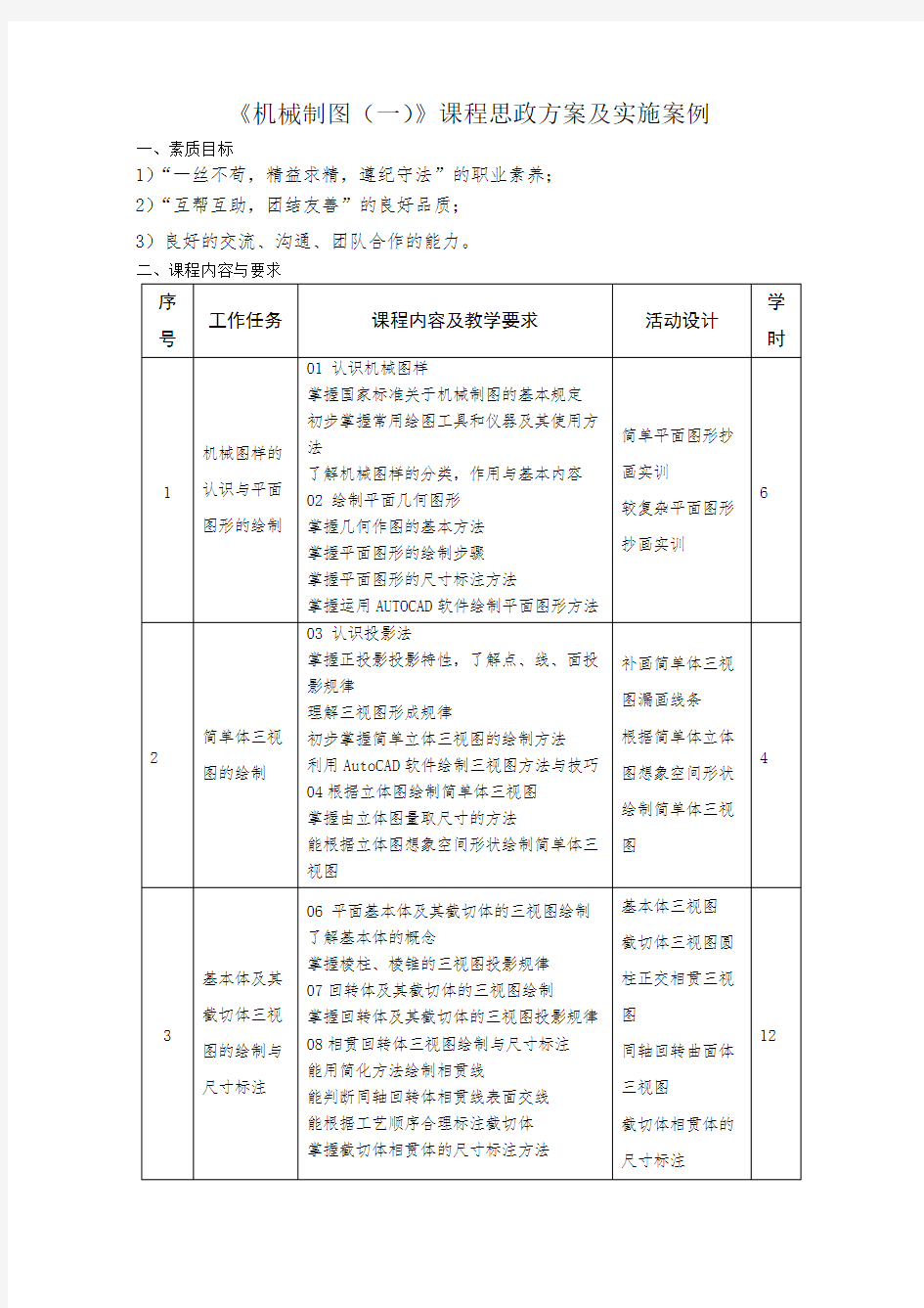 《机械制图(一)》课程思政方案及实施案例 (2)