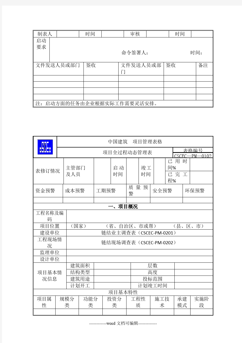 中国建筑《项目管理手册》表格部分WORD版.doc