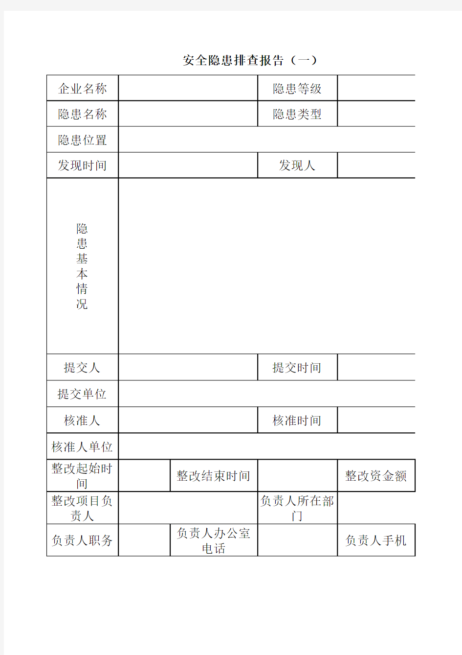 安全隐患排查报告(一)