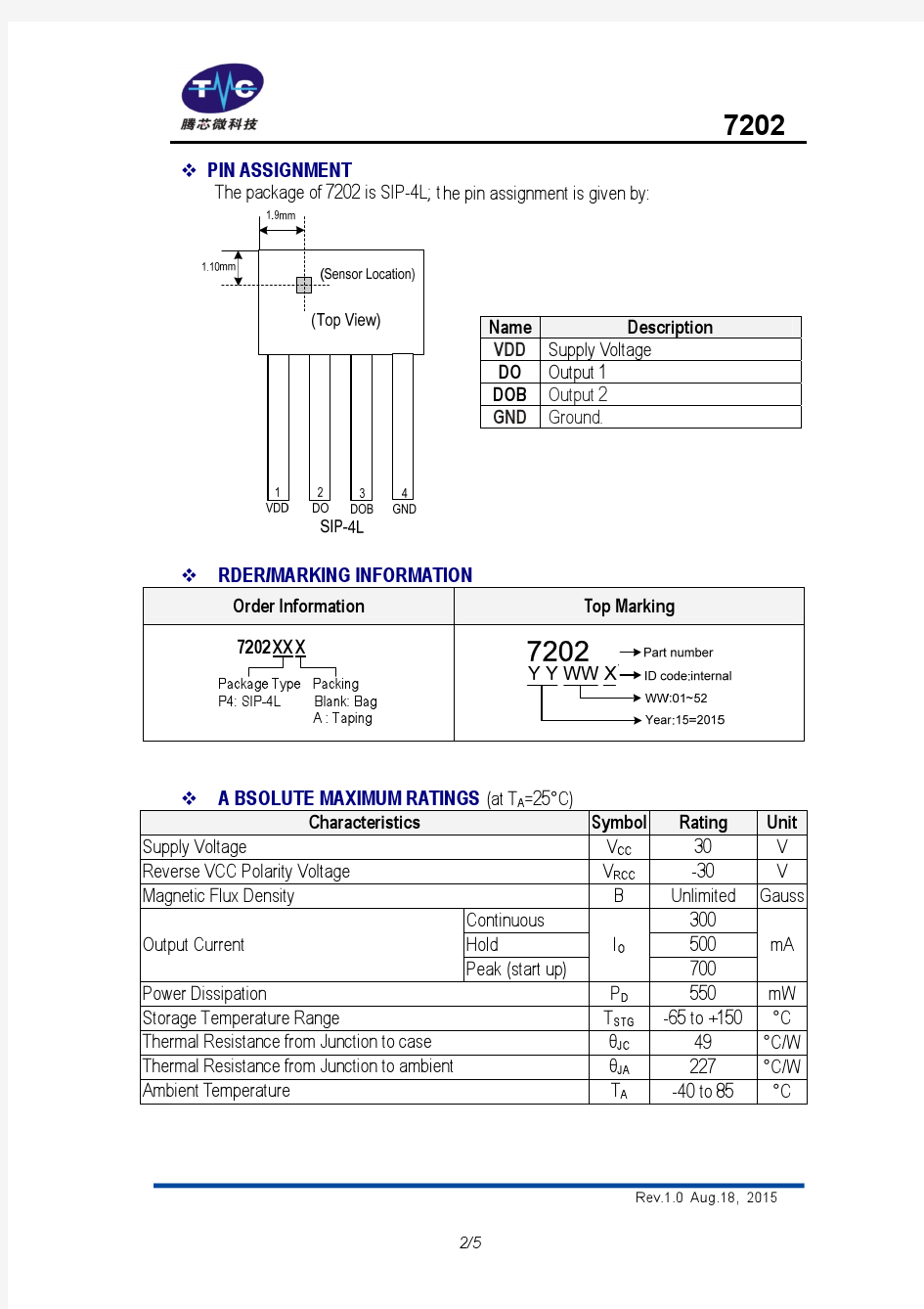 7202(266)双线圈宽电压霍尔驱动芯片规格书