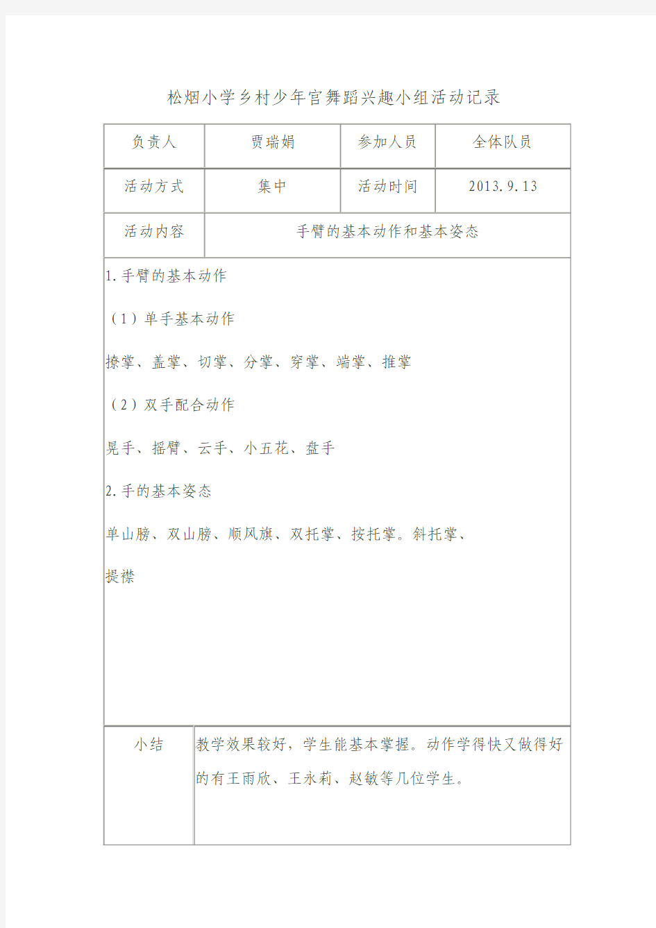 乡村少年宫舞蹈活动记录