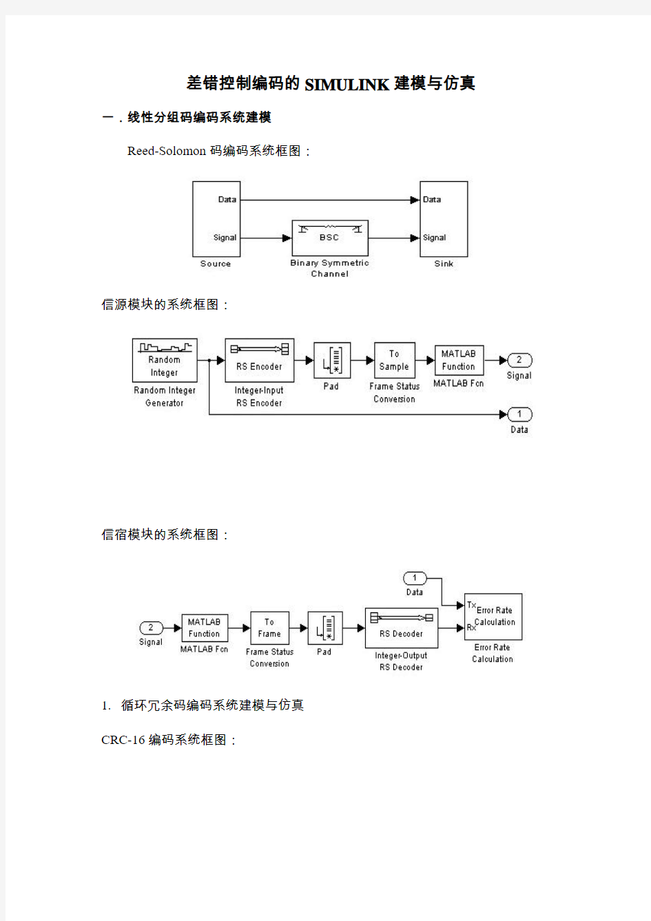 设计报告--008---差错控制编码的SIMULINK建模与仿真