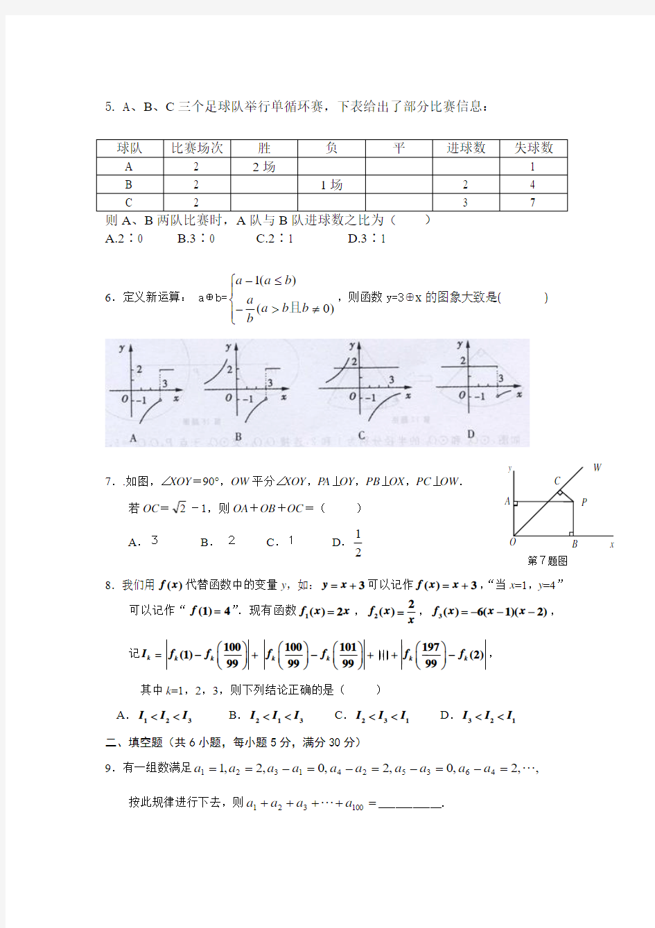 2014年初三数学竞赛试卷(含答案)
