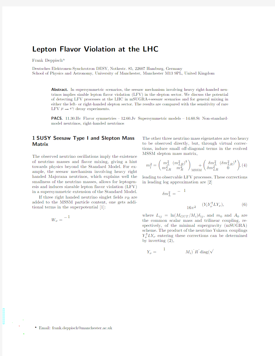 Lepton Flavor Violation at the LHC