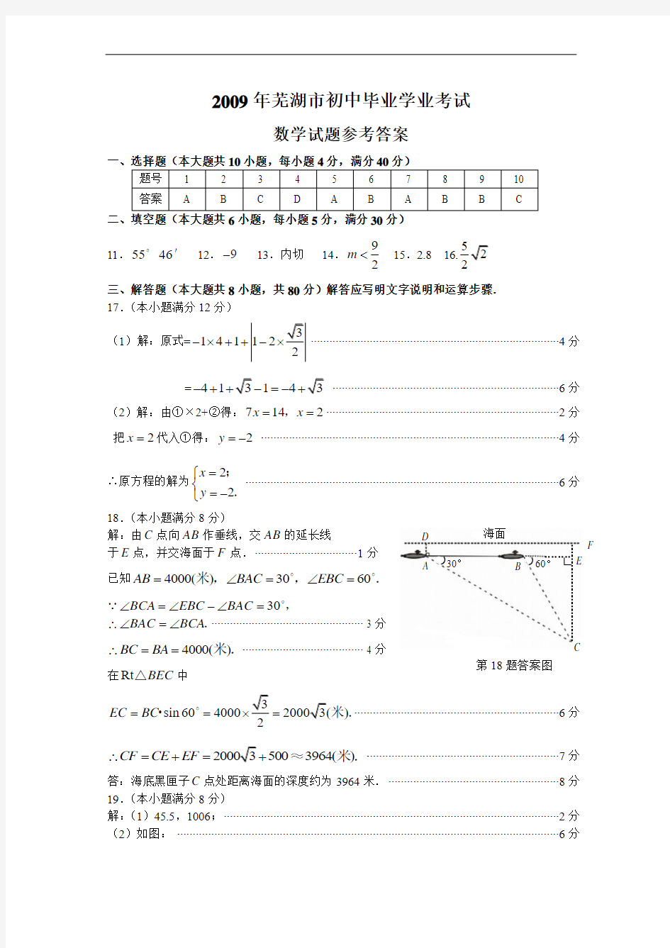 DA安徽省芜湖市中考真题