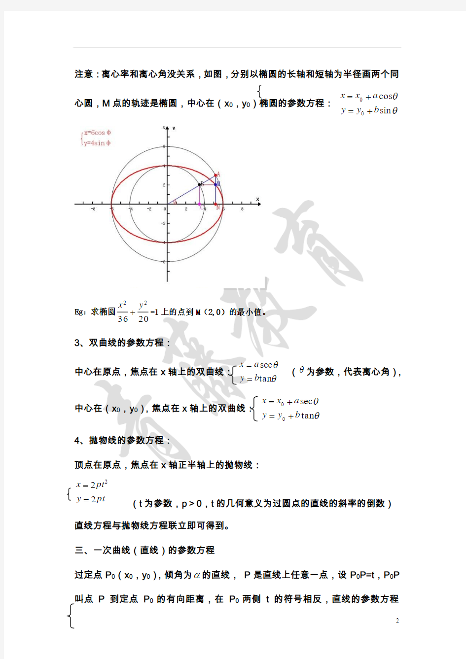 2参数方程知识讲解及典型例题