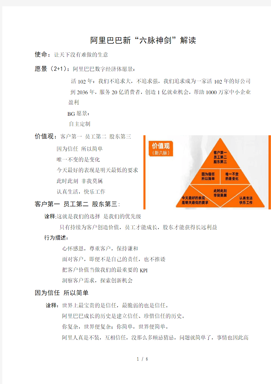 阿里巴巴新六脉神剑解读